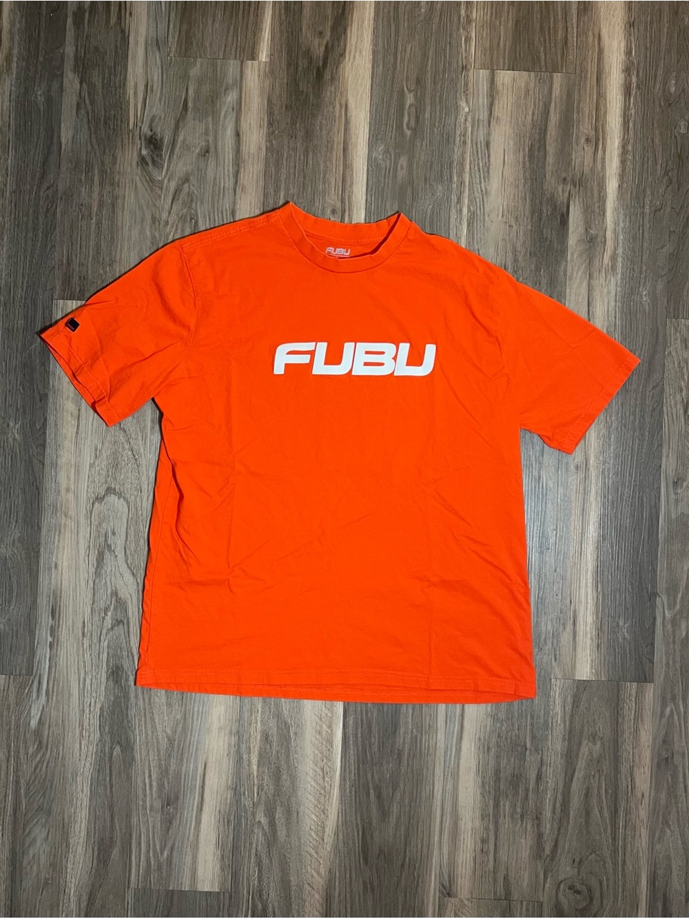 Fubu Men’s Signature Appliqué Logo T-shirt Size Large Orange